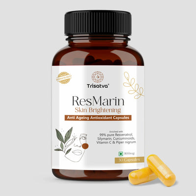Trisatva ResMarin Capsules | Resveratrol 500mg, Silymarin, Turmeric, Black Pepper, Vitamin C