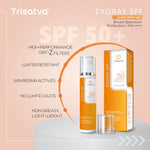 Trisatva Exoray Exosome Sunscreen SPF 50 PA++++ Face Gel Cream | Invisible Matte Finish for Men & Women | New Gen Filters, Blue Light & Infrared Defense | Water Resistant, Non Oily, No White Cast (50g)