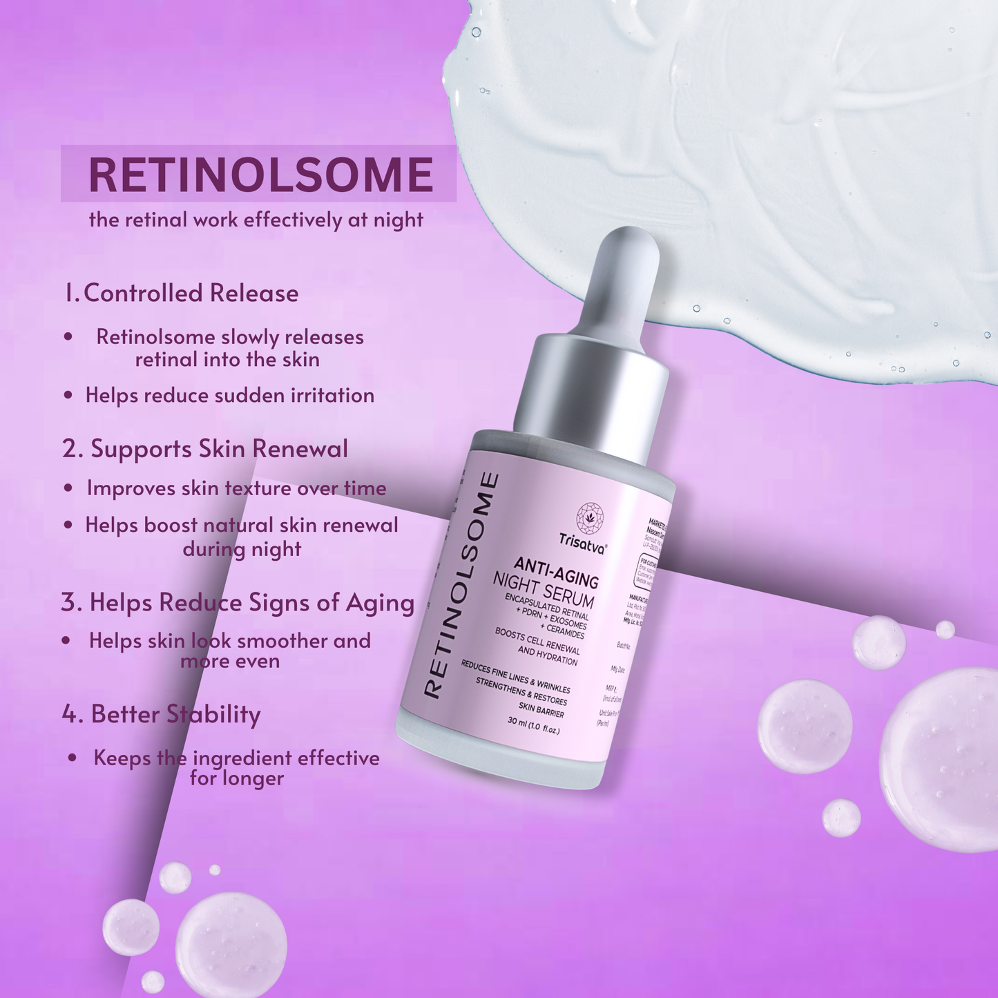 Trisatva India’s First Retinal Shot Serum (Advanced Retinol) with PDRN & Exosomes | Anti Aging Tightening Booster for Glowing Skin | Reduces Wrinkles & Fine Lines (30ml)