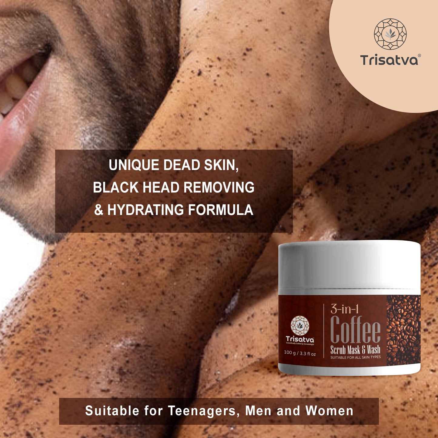 Trisatva 3 in 1 Coffee Scrub Mask Wash