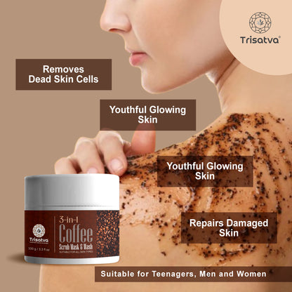 Trisatva 3 in 1 Coffee Scrub Mask Wash