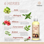 Trisatva nourishing teen hair shampoo with 6 herbs: Amla, Bhringraj, Hibiscus, Curry Leaves, Brahmi, Nagarmotha