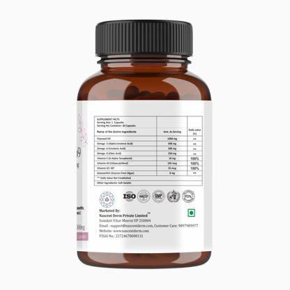 Trisatva Astamega-369 Omega Flaxseed Oil Capsules | Enriched with Astaxanthin