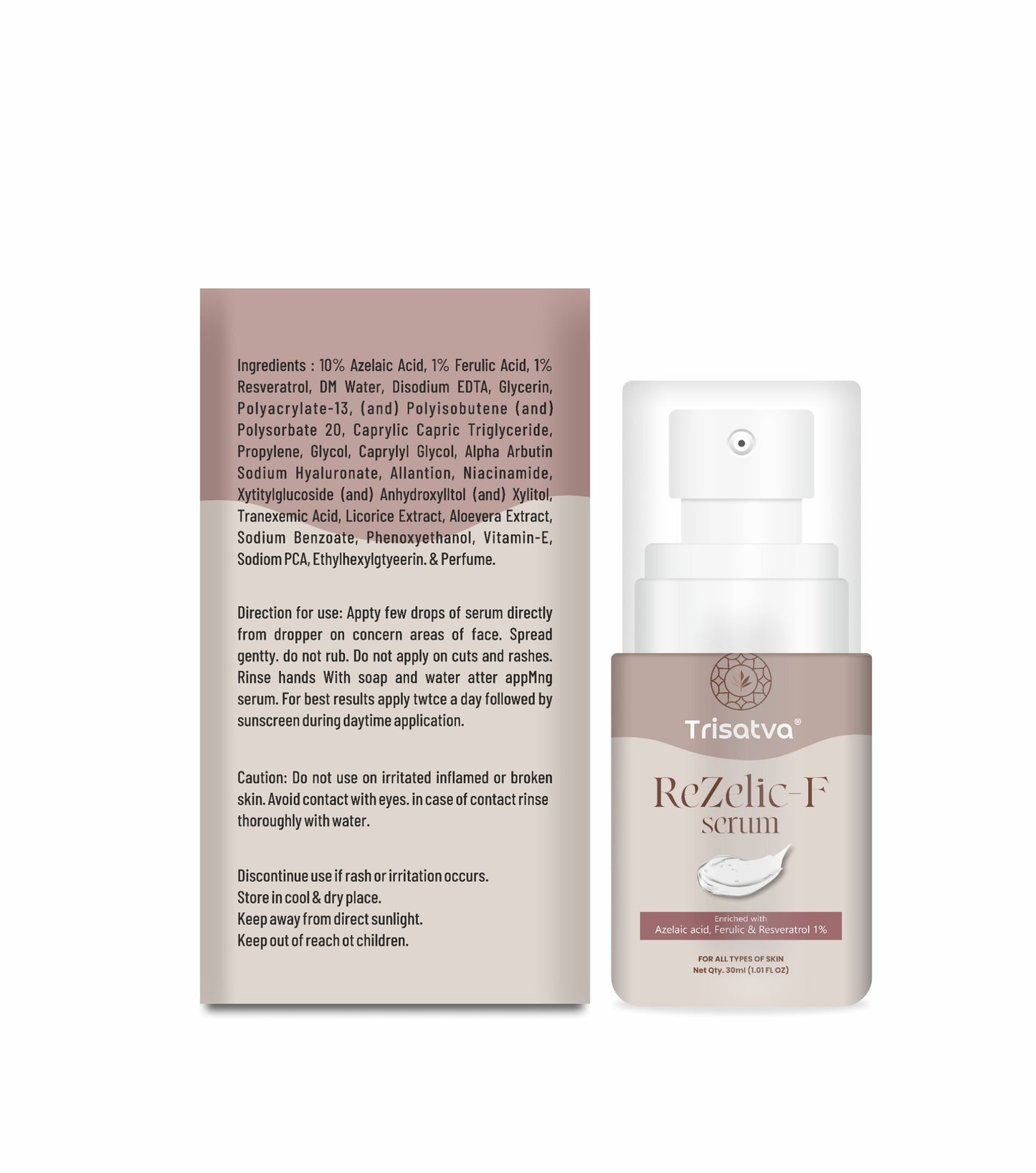 Trisatva ReZelic-F Serum | Azelaic Acid 10%, Ferulic Acid, Resveratrol