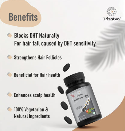 Trisatva Follelong DHT Blocker Tablets for Hair Growth | Biotin, Sitosterol, Nettle, GLA