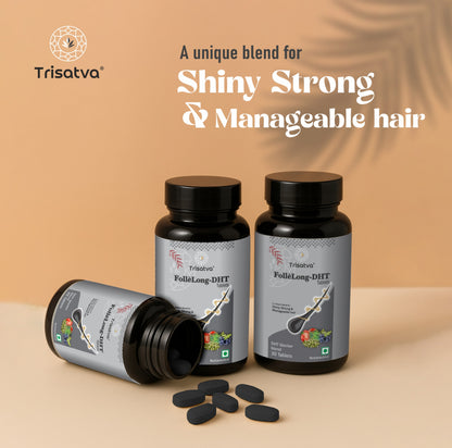 Trisatva Follelong DHT Blocker Tablets for Hair Growth | Biotin, Sitosterol, Nettle, GLA
