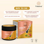 Trisatva Keratin Protein Hair Mask with avocado, hibiscus, fenugreek, paraben-free and sulfate-free